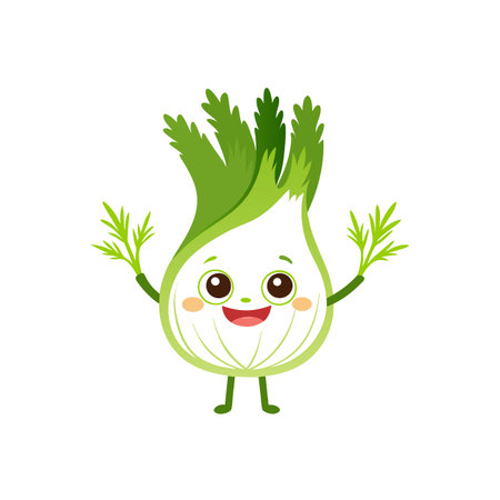Cheerful Fennel Cartoon Character Isolated on White Backgroundのイラスト素材