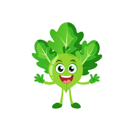 Cheerful cartoon turnip character with leaves illustration for childrenのイラスト素材