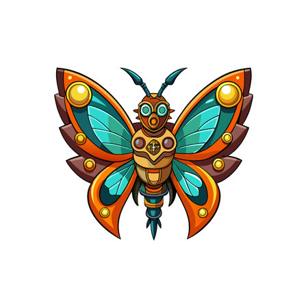Mechanical Steampunk Butterfly Illustration with Intricate Details and Designのイラスト素材