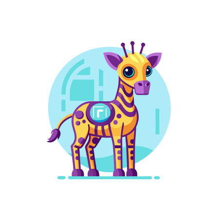 Cartoon giraffe character standing in front of abstract backgroundのイラスト素材