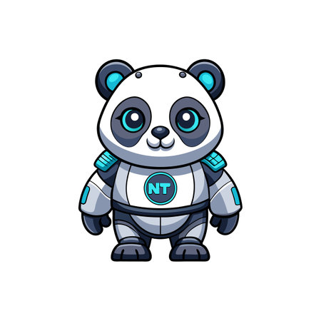 Cartoon robot panda with the NT logo illustrationのイラスト素材