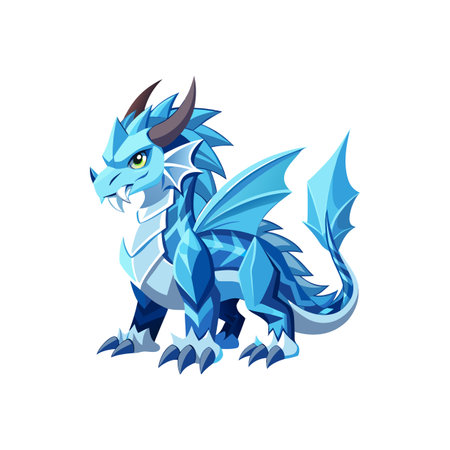 Cartoon ice dragon illustration with wings and sharp clawsのイラスト素材