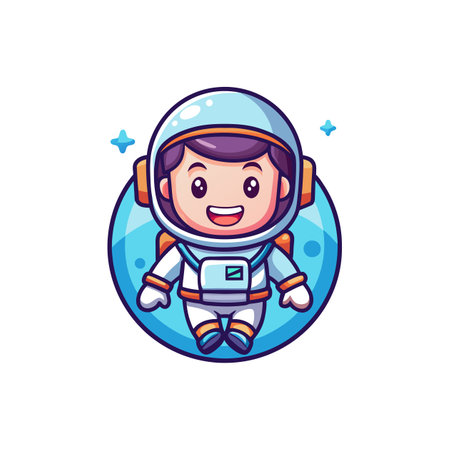 Cute cartoon astronaut floating in space graphic illustrationのイラスト素材