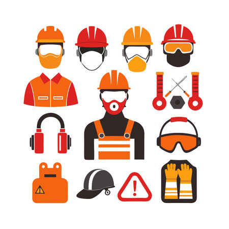 Safety equipment vector illustration for construction and industrial workersのイラスト素材