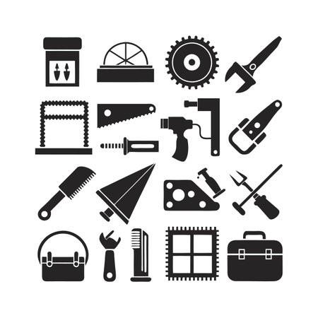 Monochrome collection of silhouette construction and repair toolsのイラスト素材