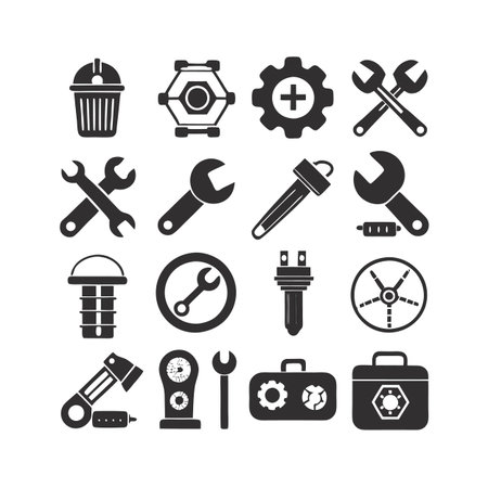 Collection of Repair Tools and Maintenance Equipment Iconsのイラスト素材
