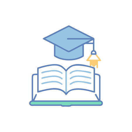 Graduation cap resting on open book symbol illustrationのイラスト素材