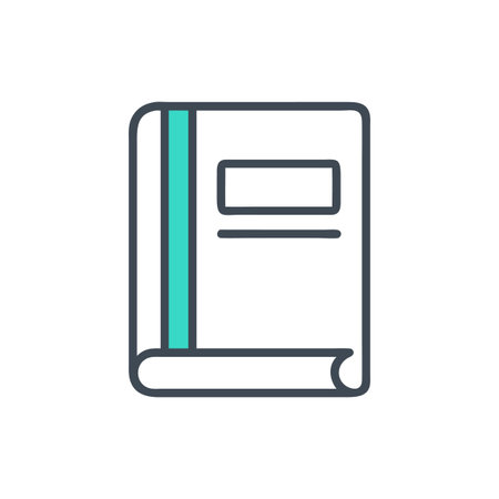 Stylized closed book with teal stripe on White Backgroundのイラスト素材