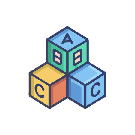 Colorful alphabet blocks stacked for early childhood education conceptのイラスト素材