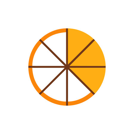 Graphical circle divided into segments with orange and blackのイラスト素材