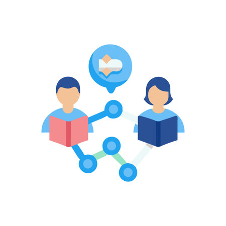 Flat design networking illustration of business people connecting remotelyのイラスト素材