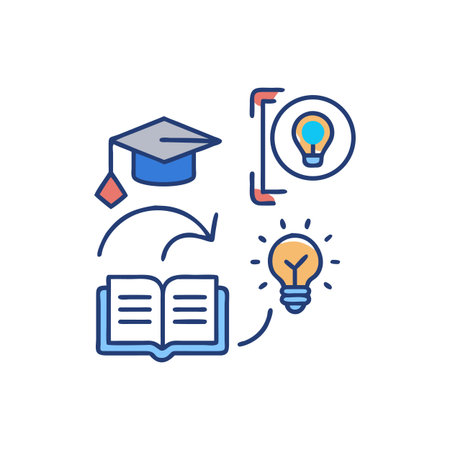 Knowledge and Learning Concept Graphic With Graduation Cap and Bookのイラスト素材