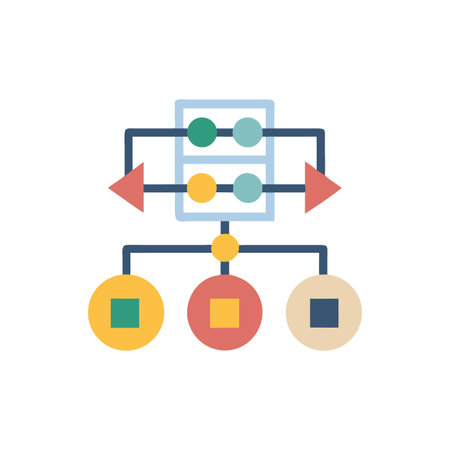 Flat design data flow diagram with interconnected shapesのイラスト素材