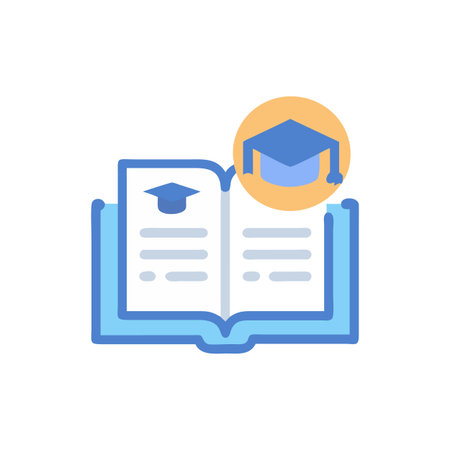 Open book with graduation cap flat design illustrationのイラスト素材