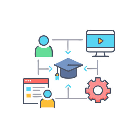Educational process infographic with graduation cap and interconnected iconsのイラスト素材