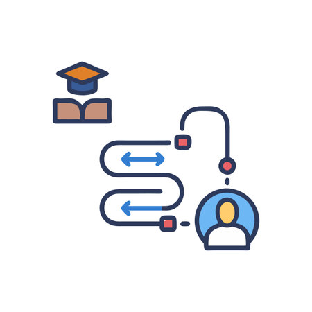 Education path design showing skills development process to employmentのイラスト素材