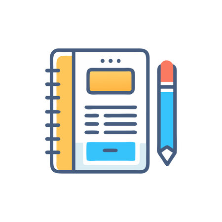 Notebook and pencil flat illustration icon for writing conceptのイラスト素材
