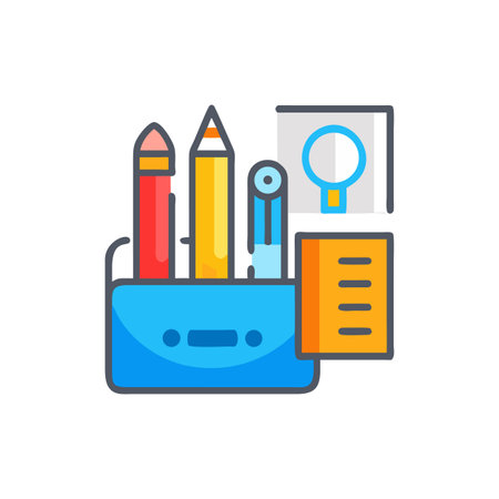 Office supplies flat icon design on White Backgroundのイラスト素材