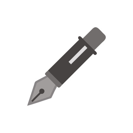Illustration of a gray fountain pen on White Backgroundのイラスト素材