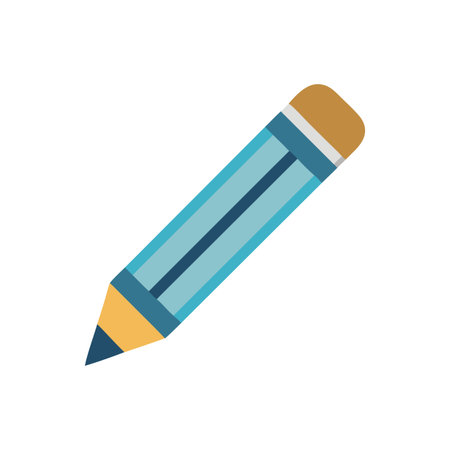 Isolated blue pencil illustration with eraser on White Backgroundのイラスト素材