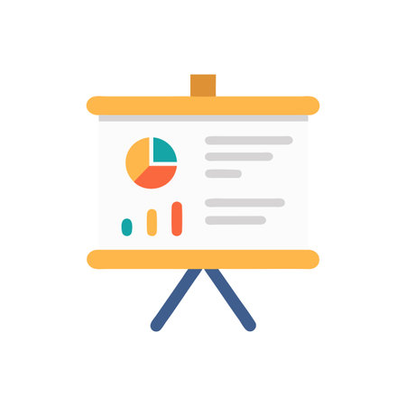 Business presentation display board featuring data visualization graphicsのイラスト素材