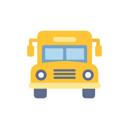 Simple yellow school bus illustration on White Background