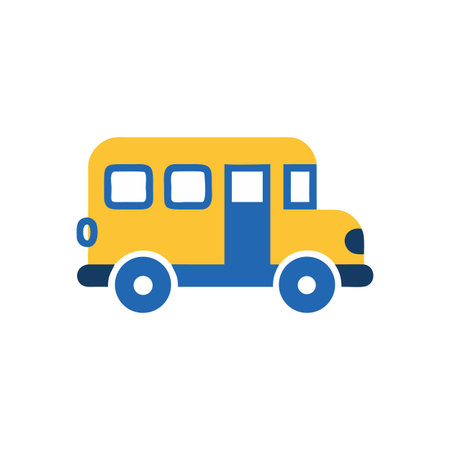Cute yellow school bus illustration with a solid background