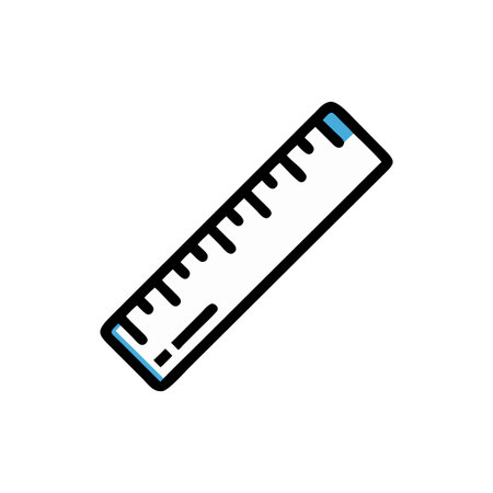 White ruler icon with blue accents on White Backgroundのイラスト素材