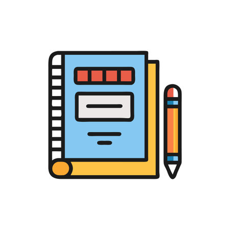 Simple notebook and pencil flat vector design illustrationのイラスト素材