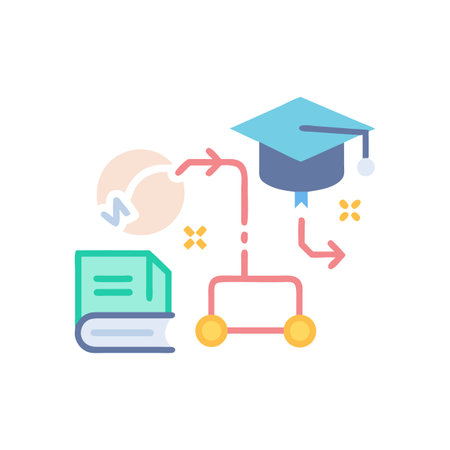 Education pathway from book to graduation cap concept illustrationのイラスト素材
