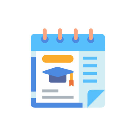 Calendar with graduation cap icon schedule of eventsのイラスト素材