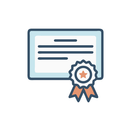 Simple certificate with ribbon and star vector iconのイラスト素材