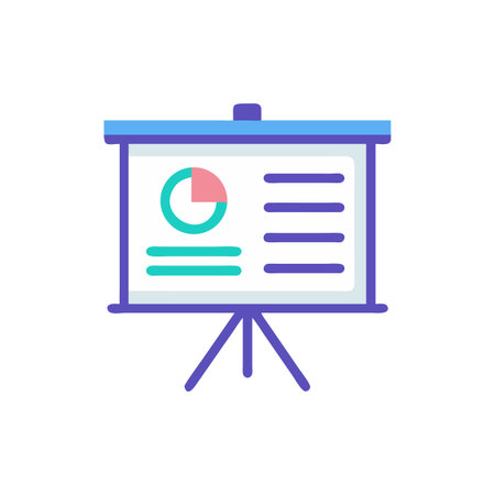 Business presentation board showing pie chart and list dataのイラスト素材