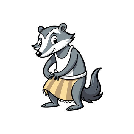 Curious Badger Adjusting with Styleのイラスト素材