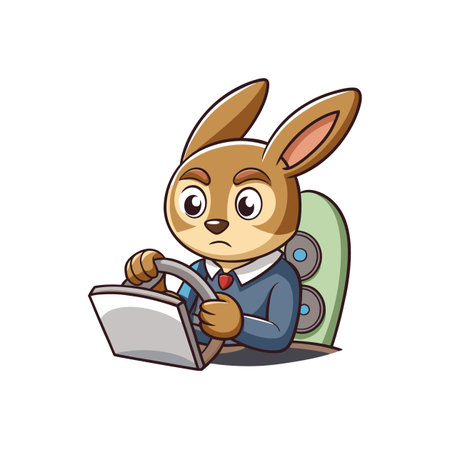 Rabbit's Joyful Writing Adventure in Journalのイラスト素材