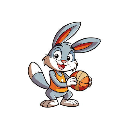 Rabbit's Joyful Embrace of Basketballのイラスト素材