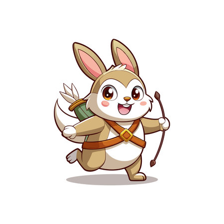 Overweight Rabbit Practicing Archeryのイラスト素材