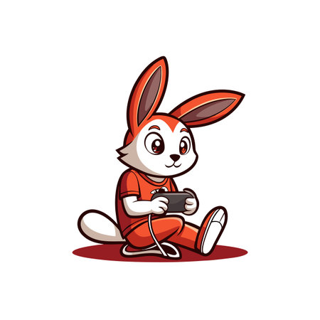 Charming Rabbit Gaining Insight from Gamingのイラスト素材