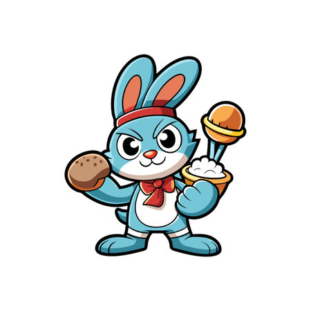 Active Rabbit Fighting While Bakingのイラスト素材