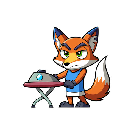 Adorable Fox Ironing Gemtiara Fashionablyのイラスト素材