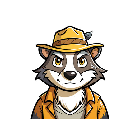 Playful Badger Struggling with Strawhatのイラスト素材