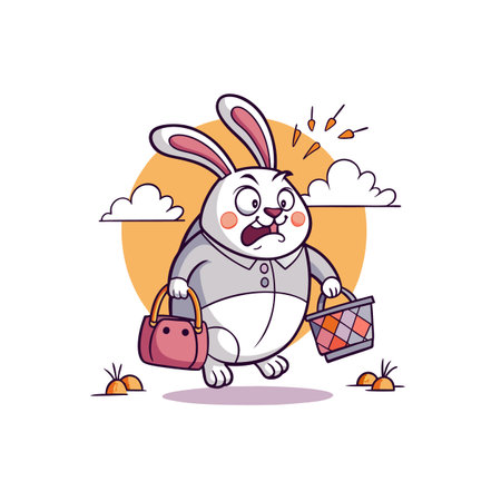 Overweight Rabbit's Joyful Shopping Dayのイラスト素材