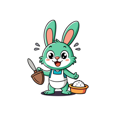 Charming Bunny Baking with Forgivenessのイラスト素材