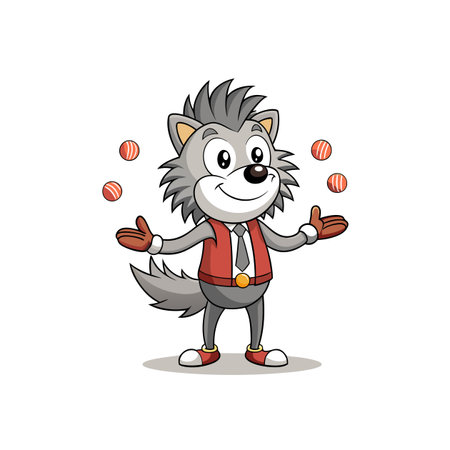 Adorable Hedgehog Juggling on the Slopesのイラスト素材