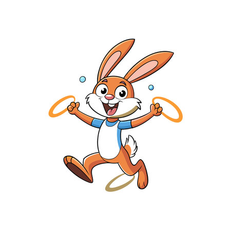 Charming Rabbit Coding While Jumpingのイラスト素材