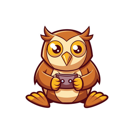 Shy Owl Ignoring Light While Playing Gamesのイラスト素材