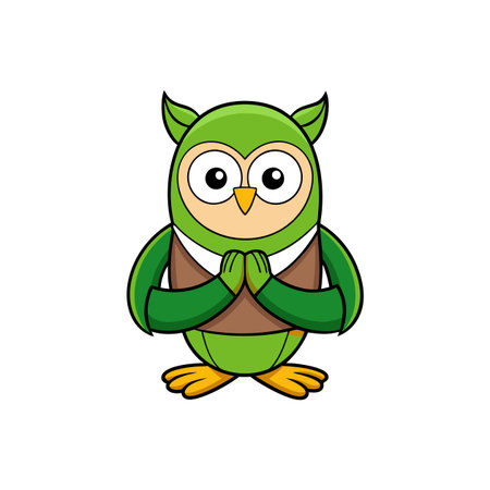 Charming Owl Practicing Yoga While Listeningのイラスト素材