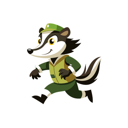 Brave Badger Moving with Practical Styleのイラスト素材