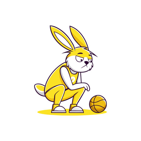 Adorable Rabbit Procrastinating on Basketballのイラスト素材