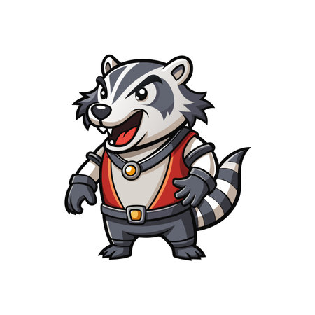 Alert Badger Panting with Alertnessのイラスト素材